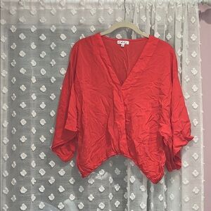 On The Road Scarlet V-Neck Blouse